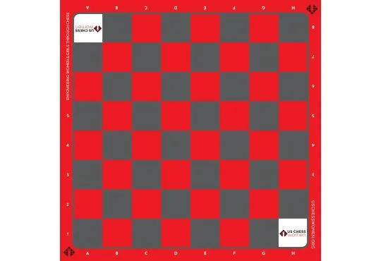 US Chess Women - Full Color Vinyl Chess Board - Red/Grey