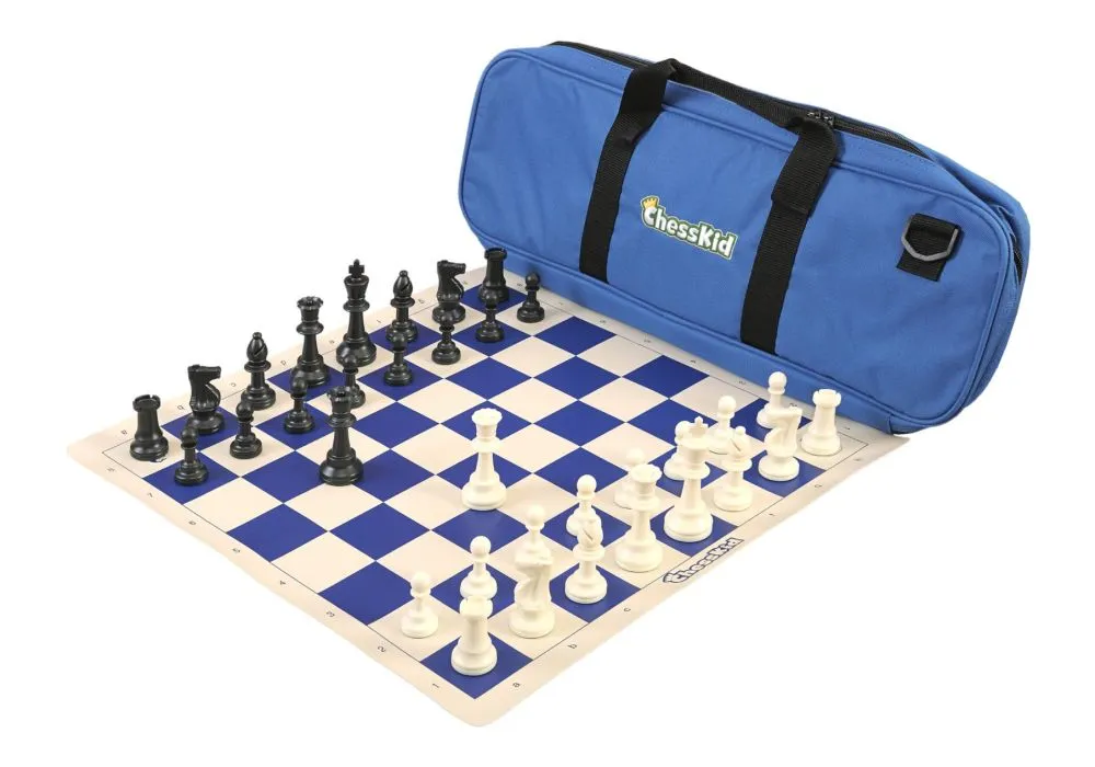 ChessKid Deluxe Chess Set Combination and Triple Weighted Regulation Pieces, Vinyl Chess Board