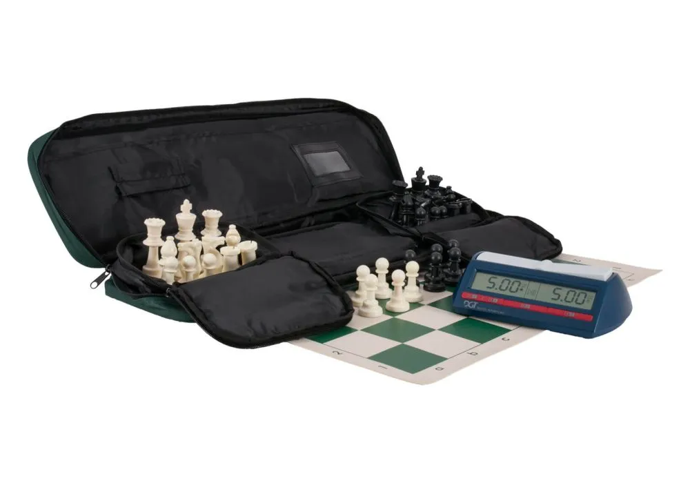 Analysis Chess Set - 12” Black Vinyl Chess Board – 32 Black