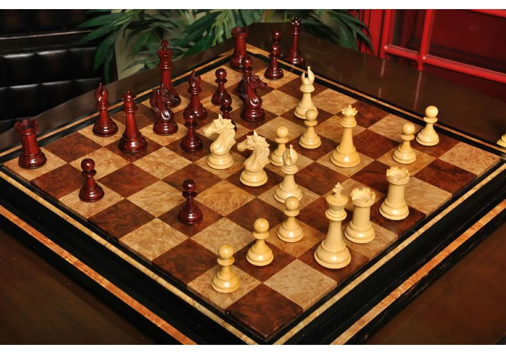 Custom Contemporary Chess Board - African Palisander / Maple Burl - 2.5  Squares