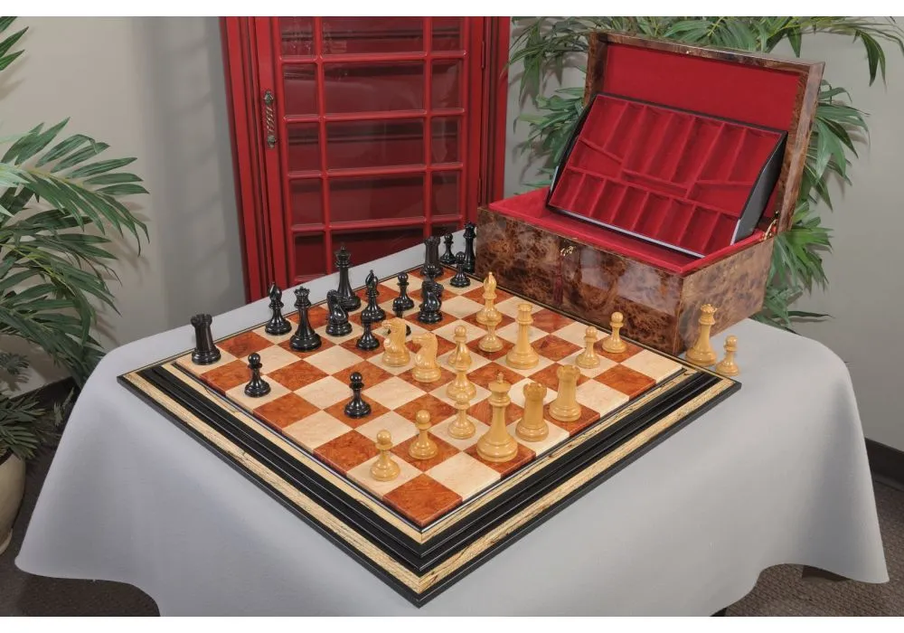 The Golden Collector Series Luxury Wood Chess Set, Box, & Board Combination