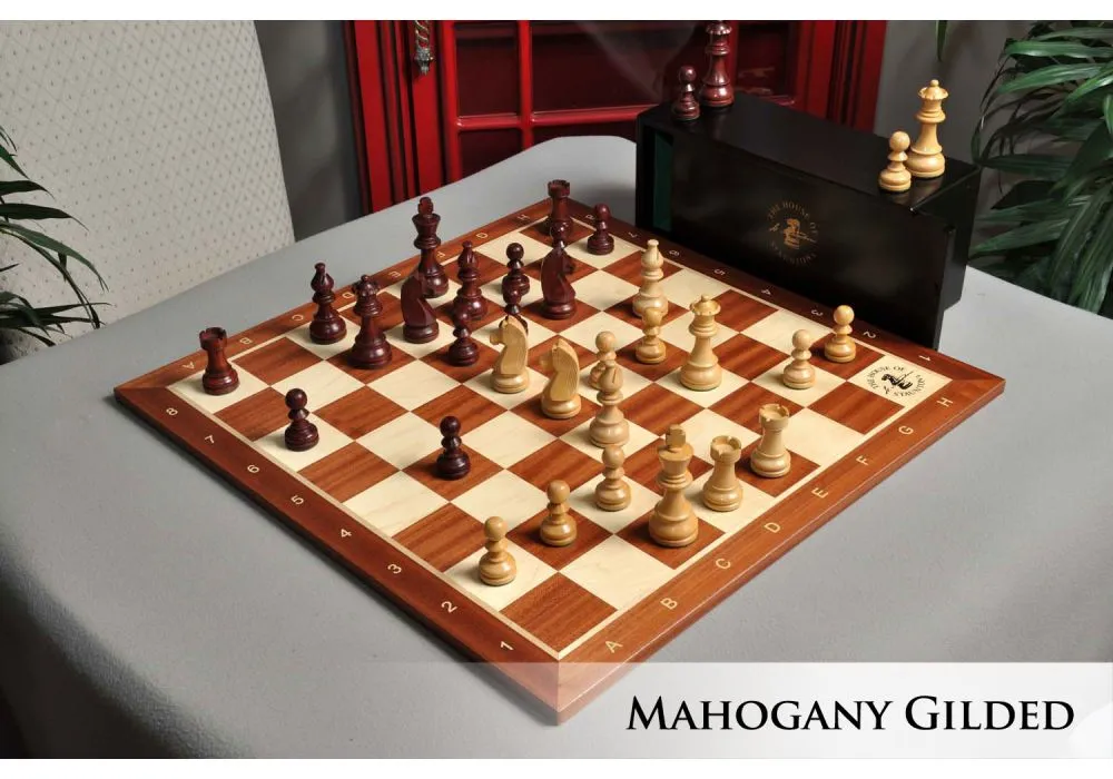 Mahogany and Maple Wooden Tournament Chess Board