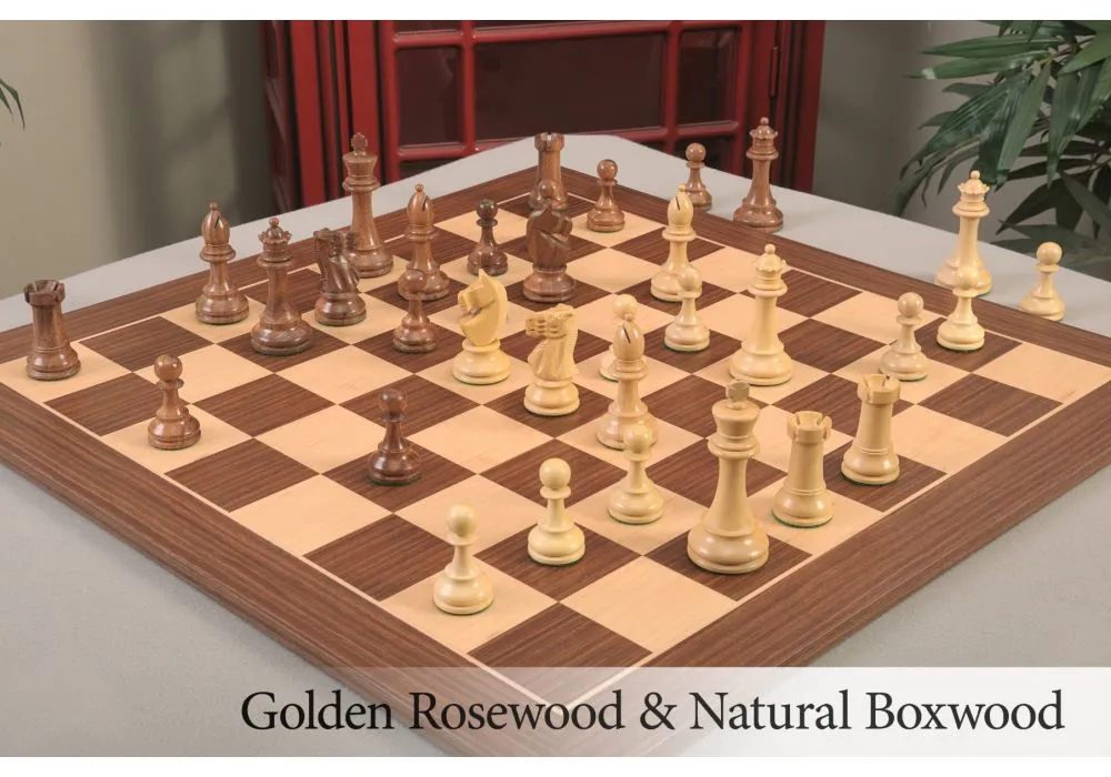 Old English Classic Chess Set with Gold Rosewood & Boxwood Pieces