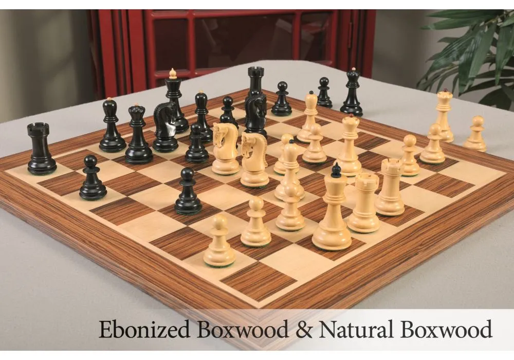 The House of Staunton The Grandmaster Chess Set, Box, and Board Combination  - Ebonized Boxwood