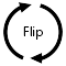 Flip button with word flip at center